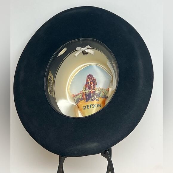 Vtg John B Stetson 4x Beaver “F2130 Giant” Cowboy Hat F2063 4-Inch Brim Sz 6 7/8 - Picture 5 of 11